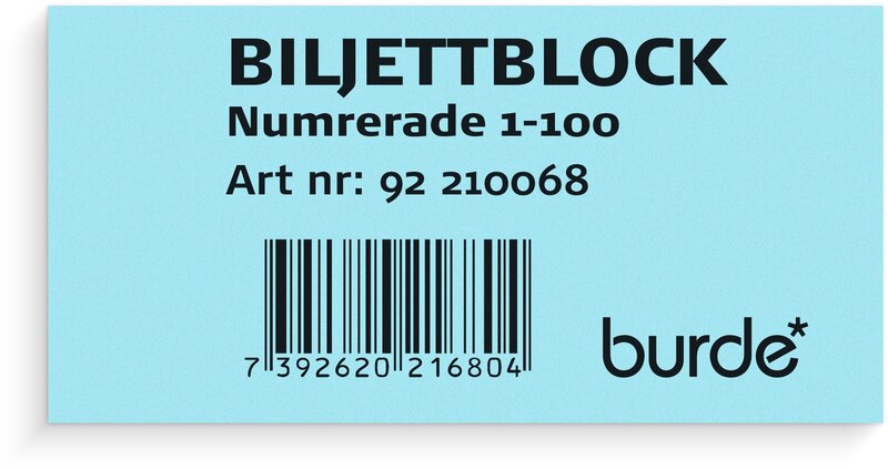 Biljettblock 1-100 blå