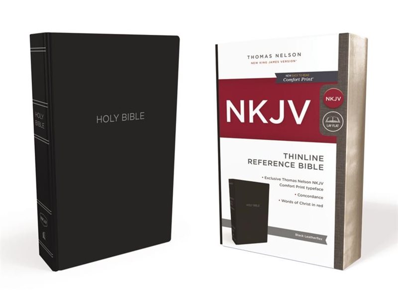 Nkjv, thinline reference bible, leather-look, black, red letter edition, co