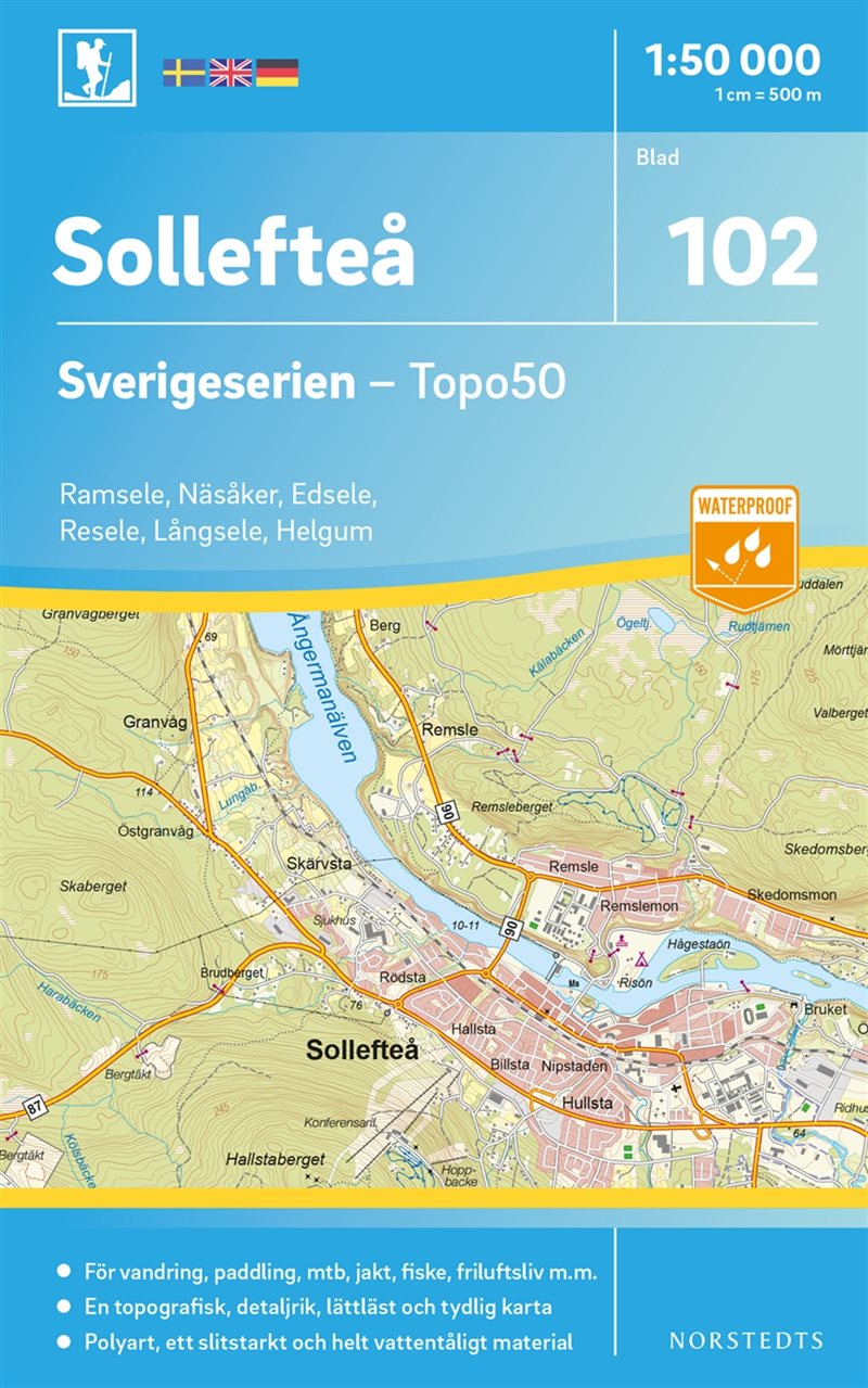 102 Sollefteå Sverigeserien Topo50 : Skala 1:50 000