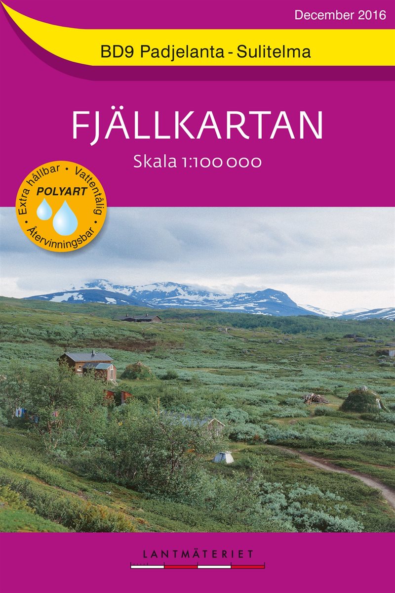 BD9 Padjelanta-Sulitelma Fjällkartan : Skala 1:100000