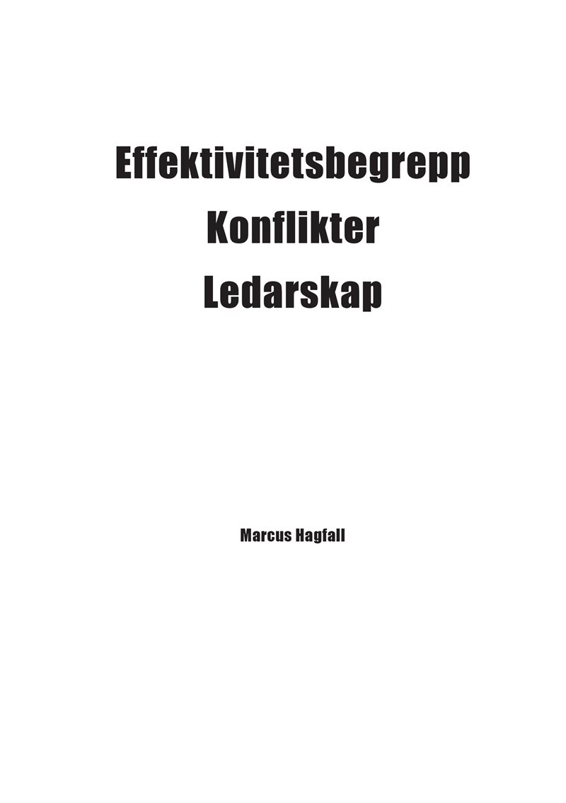 Effektivitetsbegrepp – Konflikter – Ledarskap