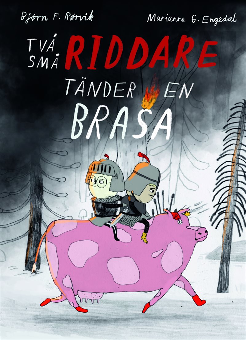 Två små riddare tänder en brasa