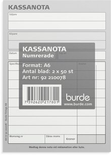 Kassanota A6 numrerade 2 x 50 blad